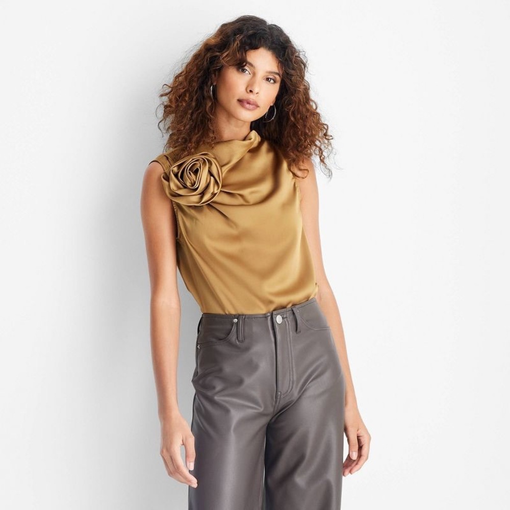 Future Collective Sleeveless Draped Rosette Top
